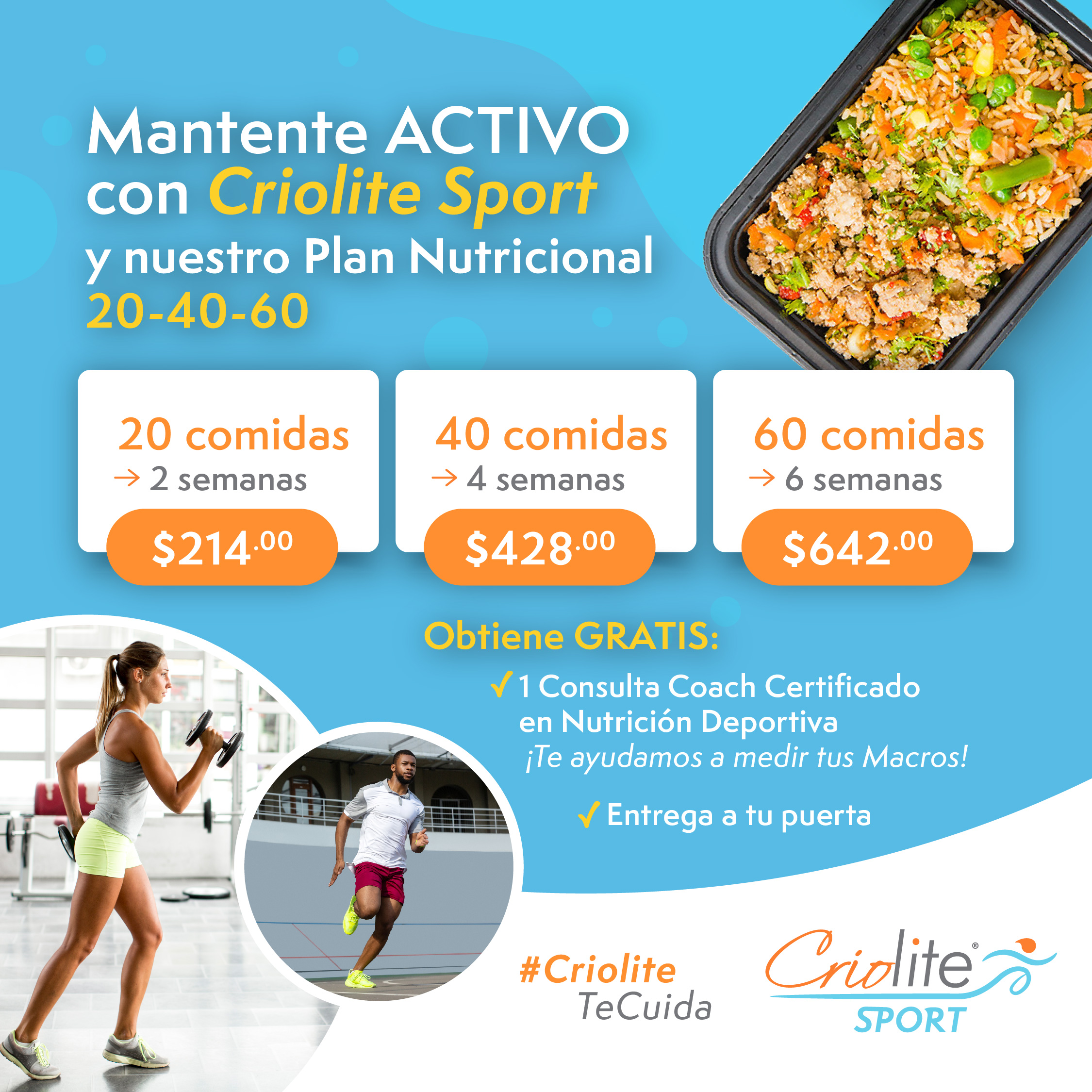 Plan Nutricional: Criolite Sport (20 comidas, 2 semanas)